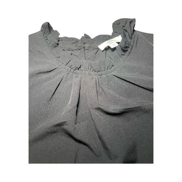 Entro Women's Black And Pink Embroidered Floral Top, Pleated Neck Size Medium - Picture 4 of 6